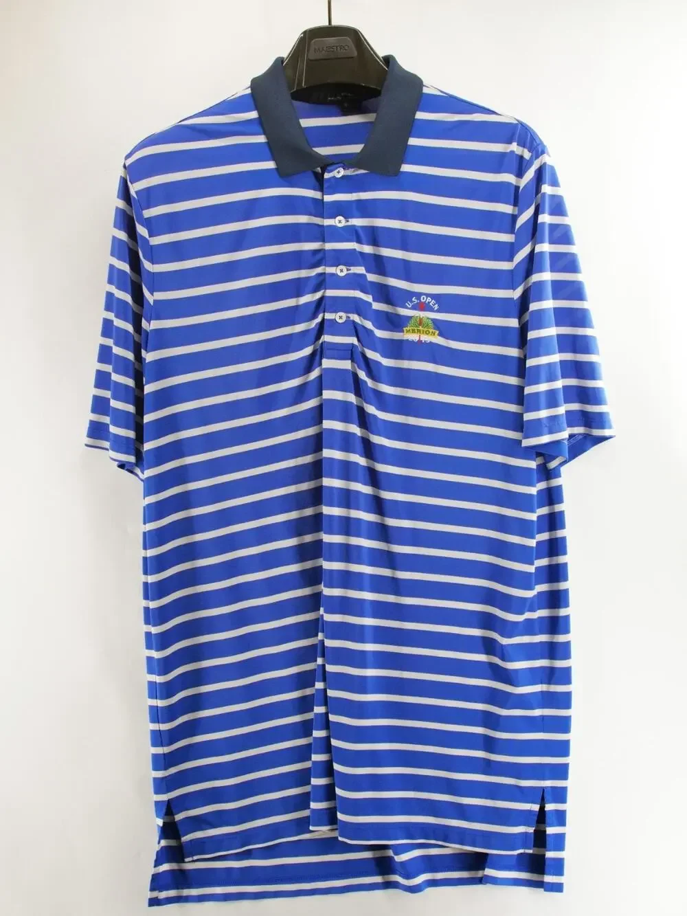 Ralph Lauren RLX Polo Shirt Mens L US Open Merion Golf Club Blue White Striped